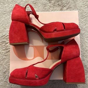 Red suede MaryJane’s